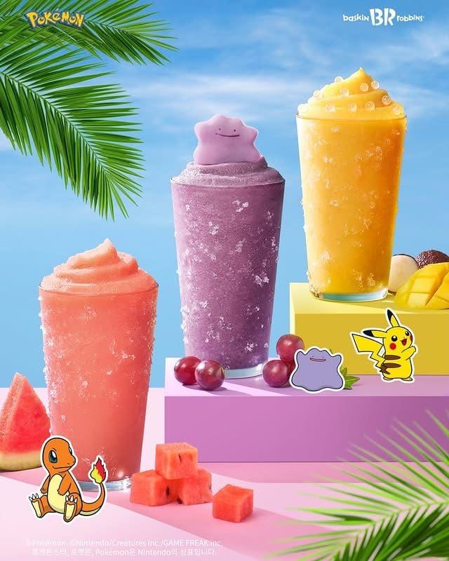 배스킨라빈스 포켓몬 블라스트 3종 출시! 파이리·메타몽·피카츄 조합 너무 귀엽다⚡🍉🍇🥭 이미지 1