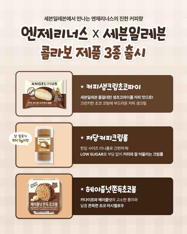 세븐일레븐 신상 엔제리너스 저당커피크림롤·헤이즐넛쫀득초코볼 출시☕🤎 이미지 3