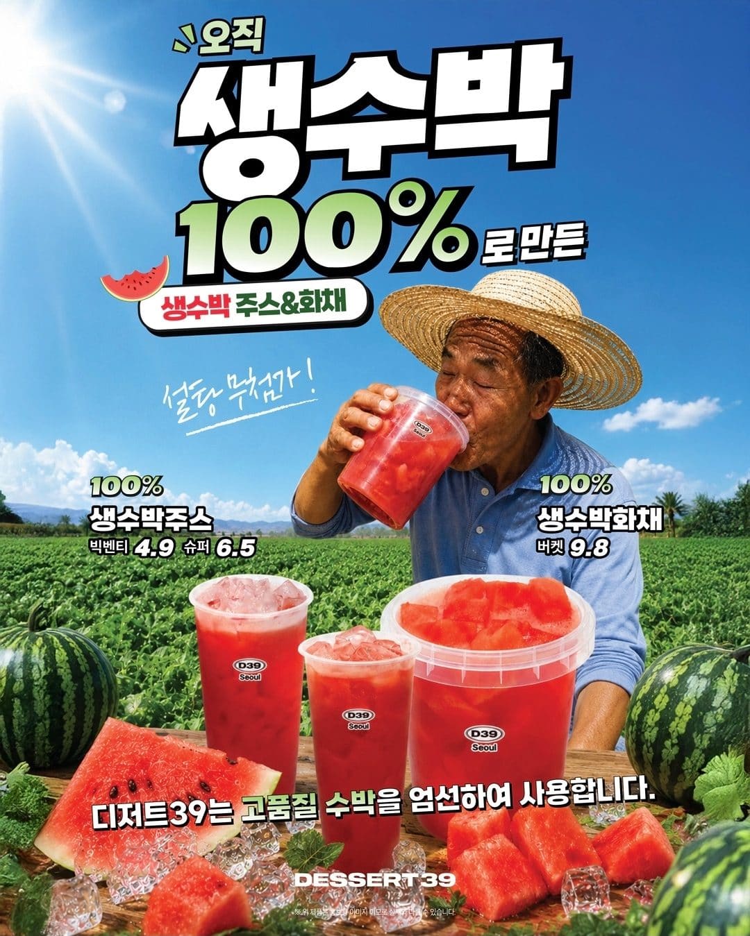 디저트39, 100% 생수박으로 만든 리얼 수박주스·수박화채 출시🍉